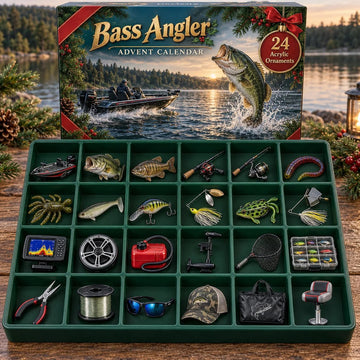 Bass Angler Advent Calendar 2026 - 24-Day Countdown, Acrylic Charms