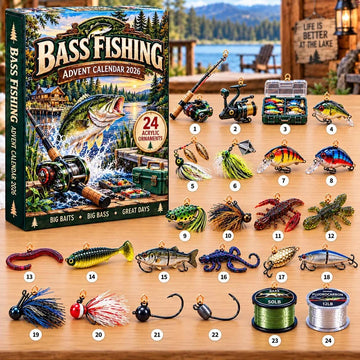 Bass Fishing Advent Calendar 2026 - 24-Day Countdown, Acrylic Charms