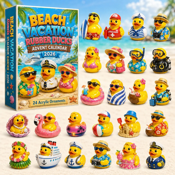 Beach Vacation Rubber Duck Advent Calendar 2026 - 24-Day Countdown, Acrylic Charms Every Day Bring New Suprises