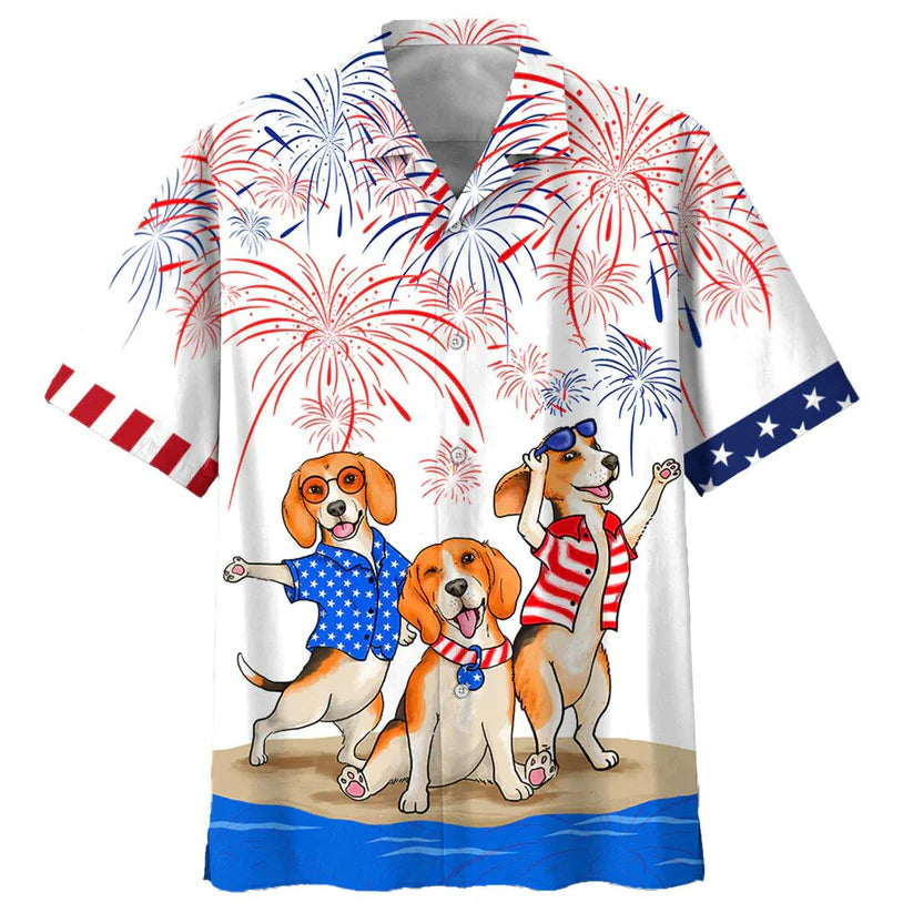 Beagle Aloha Hawaiian Shirts For Summer, Independence Day Happy 4th Of July Hawaiian Shirt For Men Women, Freedom Gift For Dog Lovers, Friend, Patriot