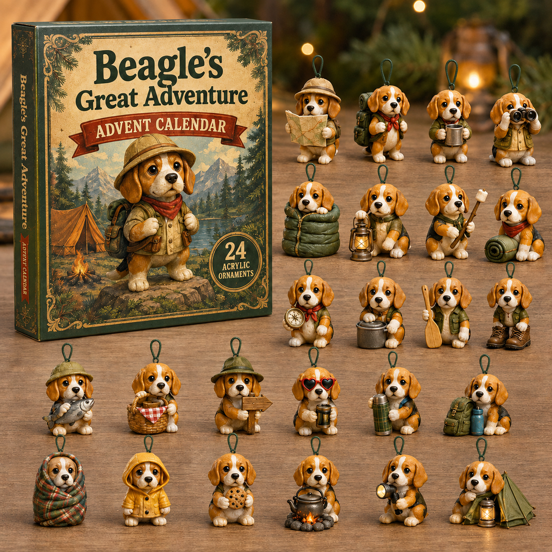 Beagles Great Adventure Advent Calendar 2026 24 Day Festive Countdown Acrylic Charms Blind Box Gift For Beagle Lovers