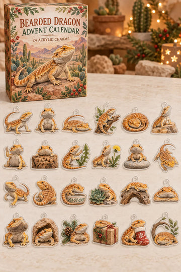 Bearded Dragon Advent Calendar 2026 - 24-Day Countdown, Acrylic Charms