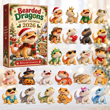 Bearded Dragons Advent Calendar 2026 - 24-Day Countdown, Acrylic Charms