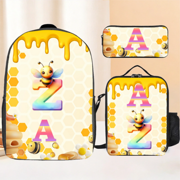 Bee Honey jar Custom Backpack - Personalized Name and Alphabet Letters- Back-to-school Gifts