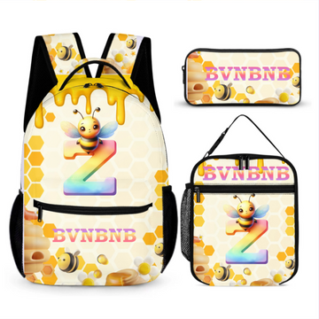 Bee Honey jar Custom Backpack - Personalized Name and Alphabet Letters- Back-to-school Gifts