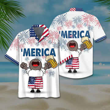 Beer American Flag Aloha Hawaiian Shirts For Men Women, Merica Firework Hawaiian Shirt, 4th July Gift For Summer, Friend, Patriot, Independence Day