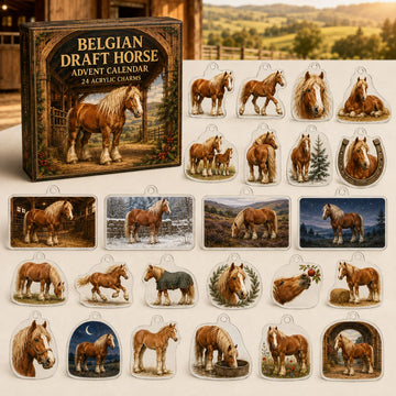 Belgian Draft Horse Advent Calendar 2026 - 24-Day Countdown, Acrylic Charms