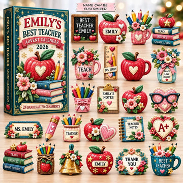 Best Teacher Ever Advent Calendar 2026 - 24-Day Countdown, Acrylic Charms