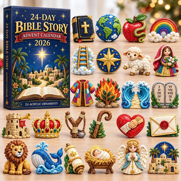 Bible Story Treasures advent calendar 2026 - 24-Day Countdown, Acrylic Charms