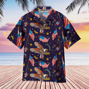 Bird American Flag Independence Day Blue And Red Aloha Hawaiian Shirts For Men Women, 4th Of July Gift For Summer, Patriot, Friend, Family