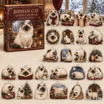Birman Cat Winter Advent Calendar 2026 - 24-Day Countdown, Acrylic Charms