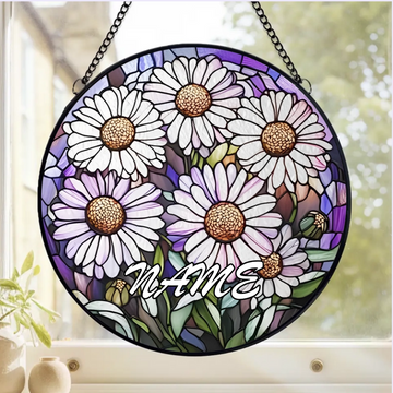 Birth Month Flower Personalized Window Stained Glass Gift For Mom Birthday Gift For Besties