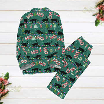 Black Cat Christmas Pajamas, Cat Meowy Pajamas Set, Ho Ho Ho Family Pajamas, Animal Holiday Pajamas, Pets Lover Shirt, Xmas Gift Idea