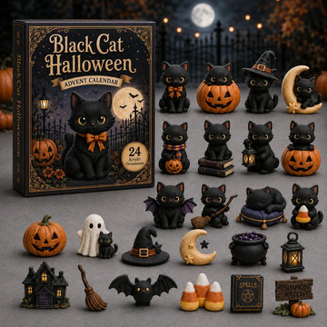 Black Cat Halloween Advent Calendar 2026 - 24-Day Countdown, Acrylic Charms Every Day Bring New Suprises