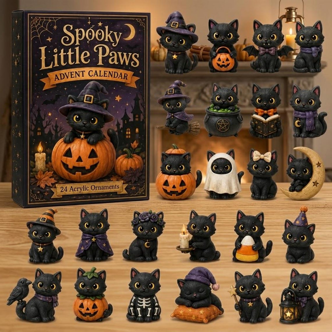 Black Cat Halloween Advent Calendar 2026 24 Day Spooky Countdown Box Gift For Black Cat Mom