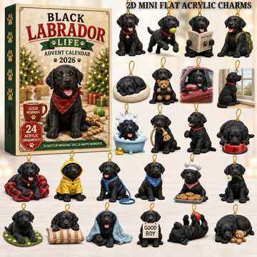 Black Labrador Life Advent Calendar 2026 24 Day Festive Countdown Acrylic Charms Blind Box Gift For Labrador Lovers