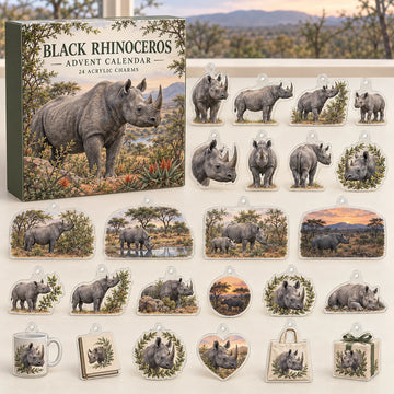 Black Rhinoceros Advent Calendar 2026 - 24-Day Countdown, Acrylic Charms