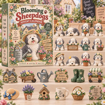 Blooming Sheepdogs Advent Calendar 2026 - 24-Day Countdown, Acrylic Charms