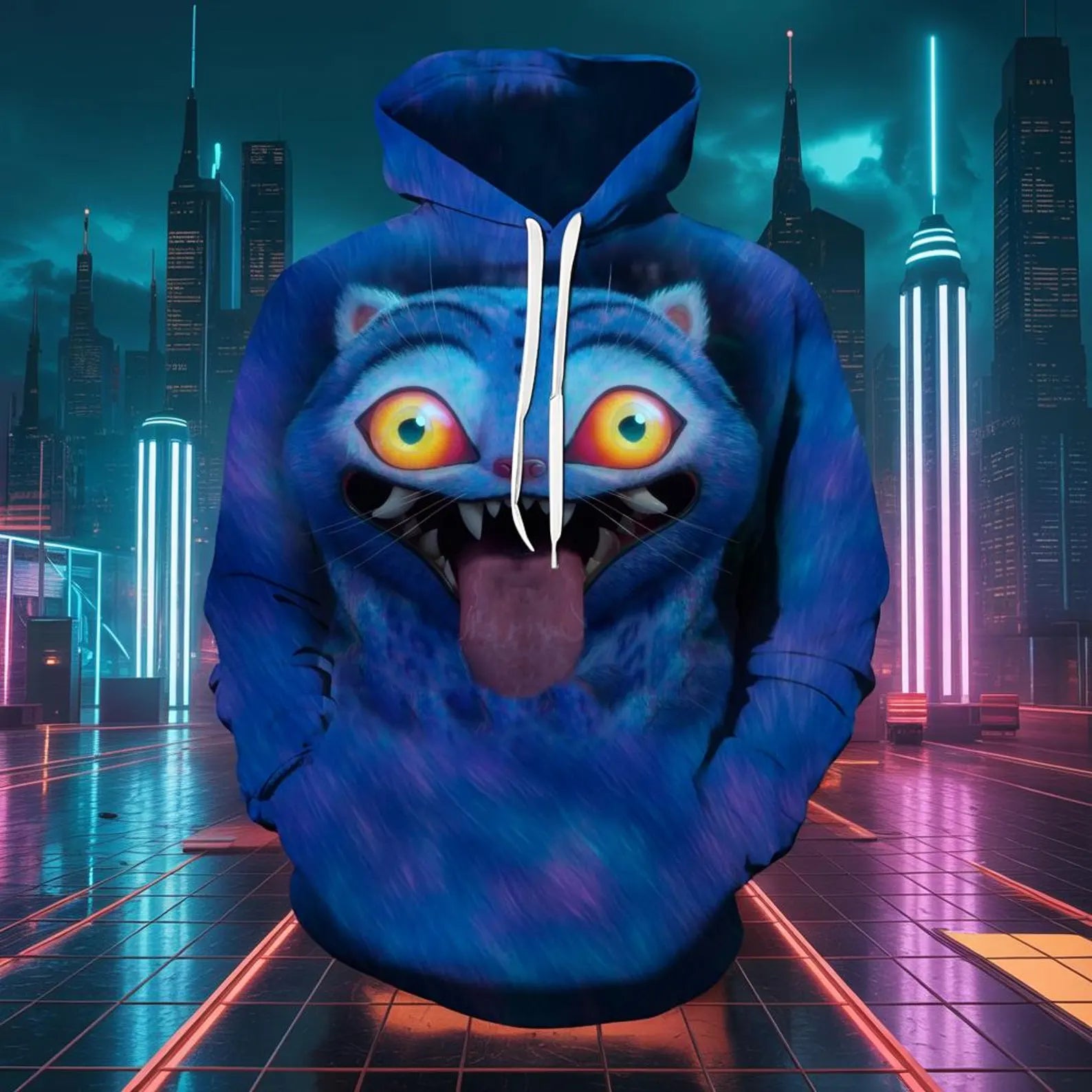 Blue Cat Demon Hunter Hoodie, 3D Tongue Out Kpop Costume Sweatshirt, Funny Cosplay Hoodie, Festival Rave Streetwear Gift - Etsy Hong Kong