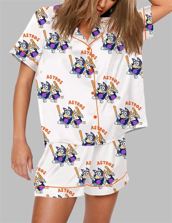 Blue Dog Astros Baseball Print Pajama Set