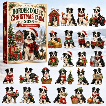 Border Collie Christmas Farm Advent Calendar 2026 - 24-Day Countdown, Acrylic Charms Every Day Bring New Suprises
