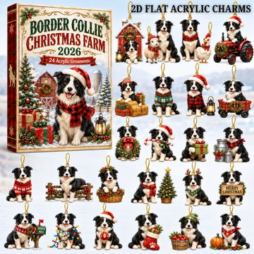 Border Collie Christmas Farm Advent Calendar 2026 24 Day Festive Countdown Acrylic Charms Blind Box Gift For Border Collie Lovers
