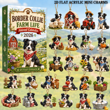 Border Collie Farm Life Advent Calendar 2026 24 Day Festive Countdown Acrylic Charms Blind Box Gift For Border Collie Lovers