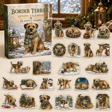 Border Terrier Winter Advent Calendar 2026 - 24-Day Countdown, Acrylic Charms