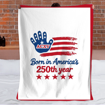 Born in America's 250th Year Personalized Baby Blanket - Custom Patriotic Newborn Keepsake Gift0001