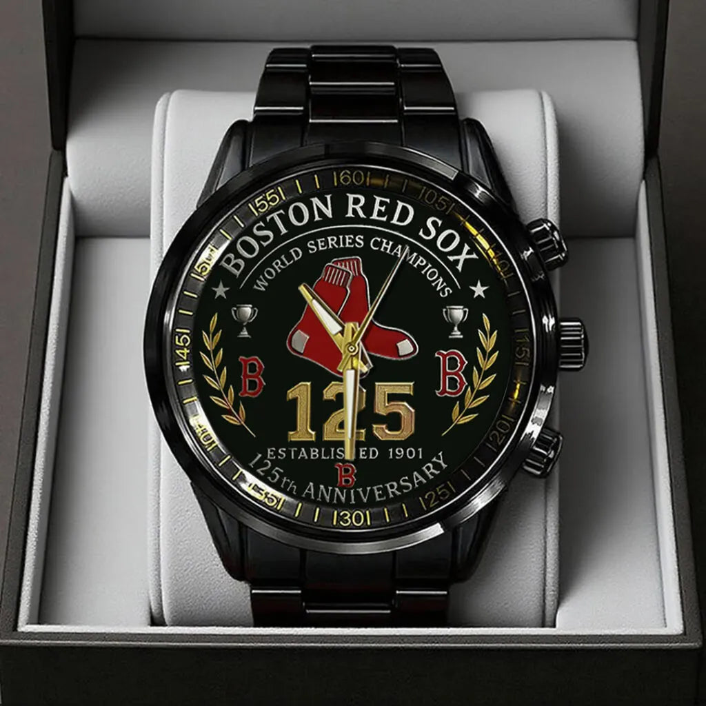 Boston Red Sox 125th Anniversary 2026 Black Stainless Steel Watch – TANTN16070