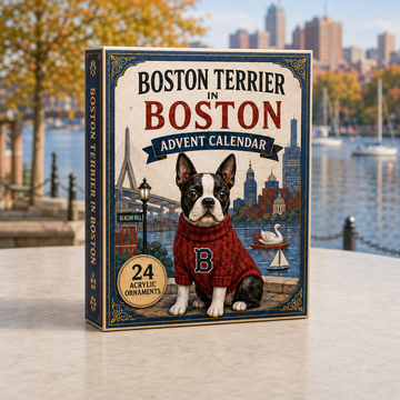 Boston Terrier In Boston Advent Calendar 2026 24 Day Festive Countdown Acrylic Charms Blind Box Gift For Dog Lovers