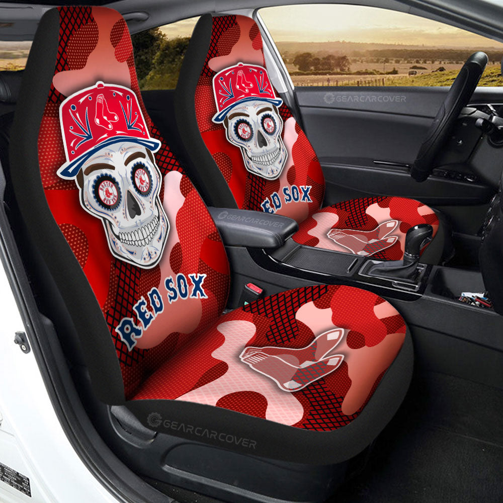 Bostons Red Sox Car Seat Covers Skull Theme Collection