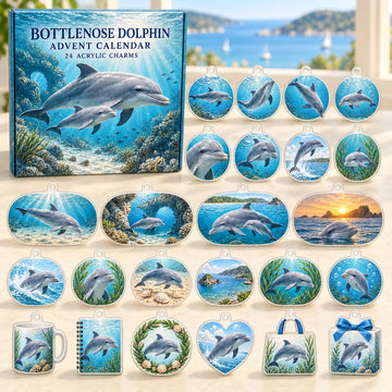 Bottlenose Dolphin Advent Calendar 2026 - 24-Day Countdown, Acrylic Charms