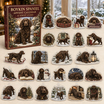 Boykin Spaniel Winter Advent Calendar 2026 - 24-Day Countdown, Acrylic Charms