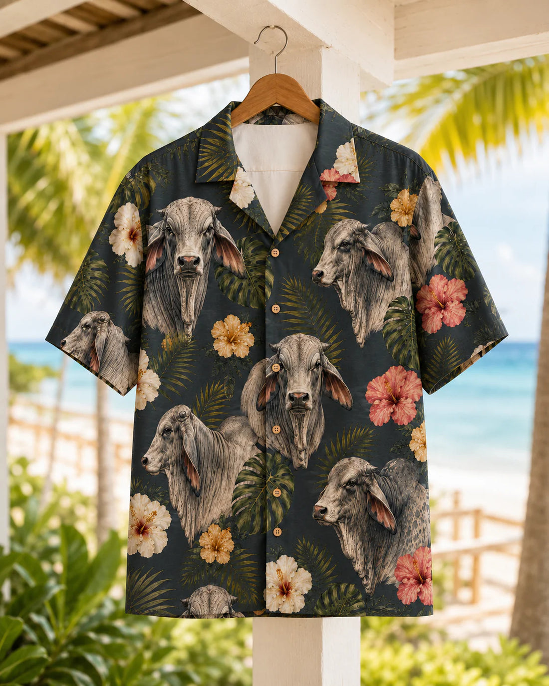 Brahman Bull Tropical Hawaiian Shirt for Men & Women