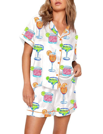 Bright Cocktail Trio Aperol Spritz Margarita Paloma Coastal Cowgirl Pajama Set