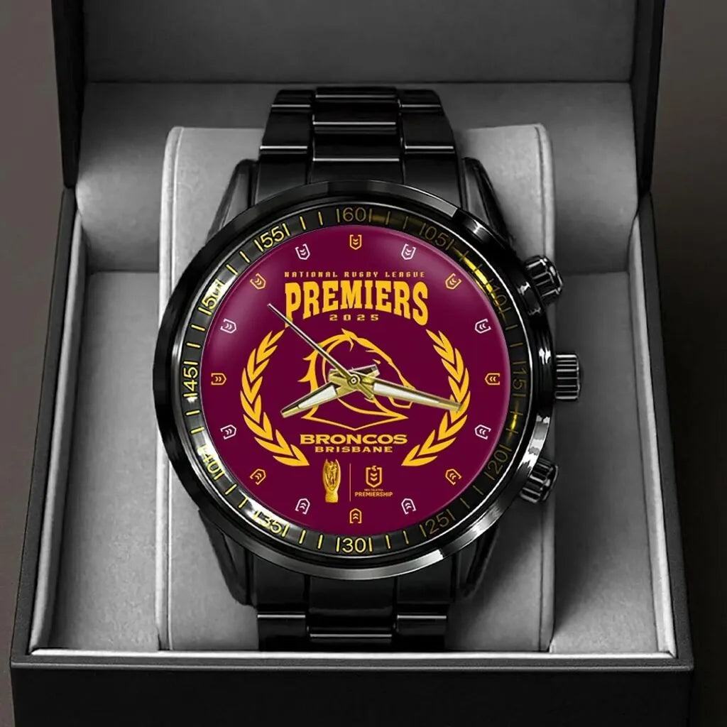 Brisbane Broncos Black Stainless Steel Watch – GNE4514