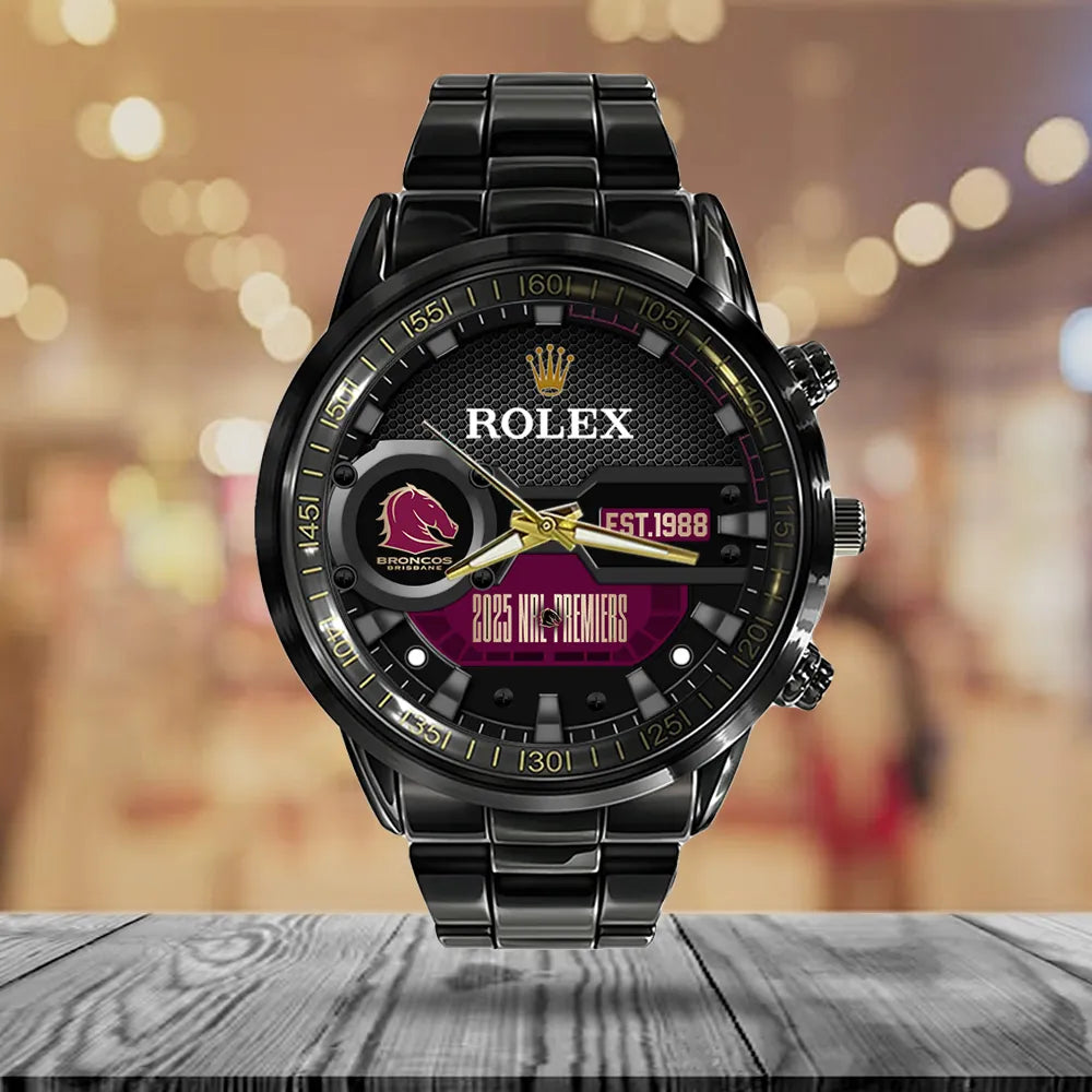 Brisbane Broncos x Rolex 2025 Premiers Black Stainless Steel Watch – MAITM13199