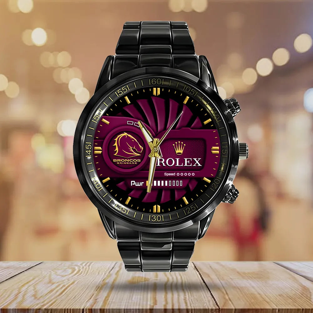 Brisbane Broncos x Rolex Black Stainless Steel Watch – MAITM13198
