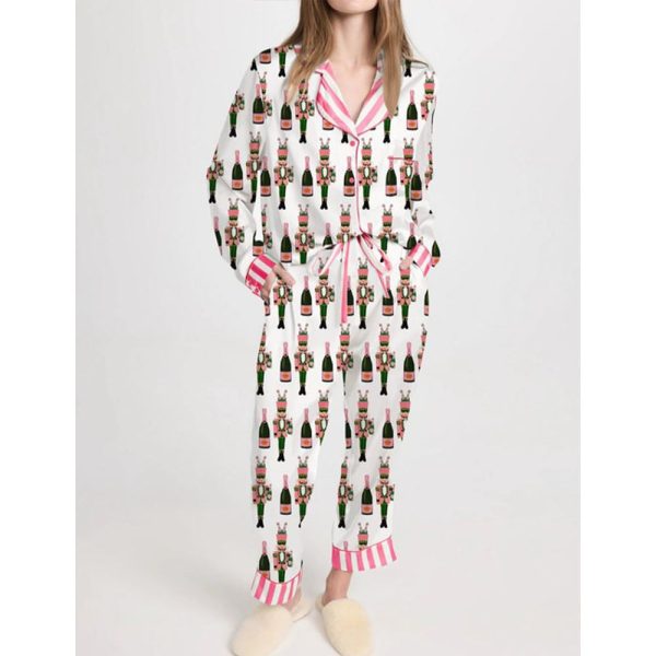 Bucket Nutcracker Print Satin Pajama Set For Women