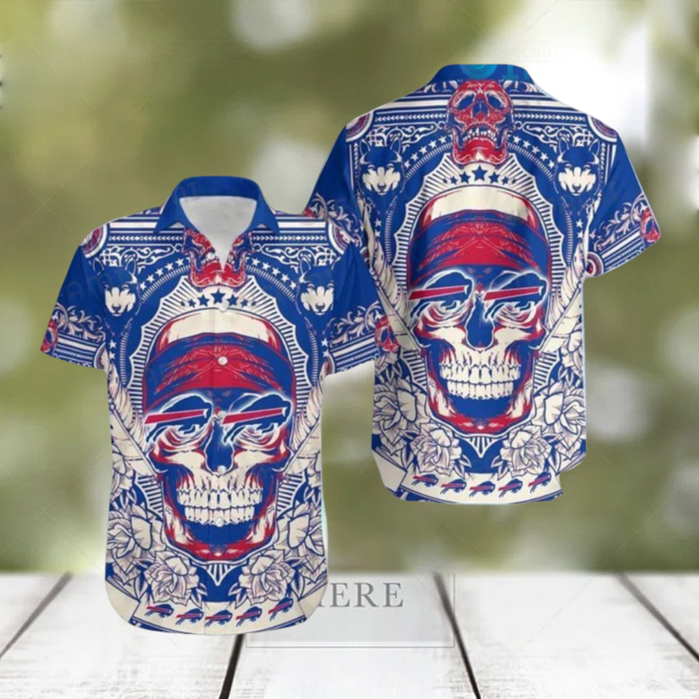 Buffalo Bills Hawaiian Shirt Pharaoh Skull Wolf Flower Buffalo Bills Gift