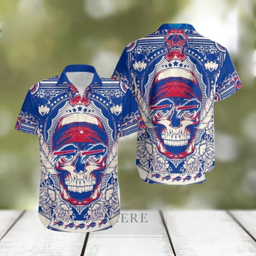 Buffalo Bills Hawaiian Shirt Pharaoh Skull Wolf Flower Buffalo Bills Gift