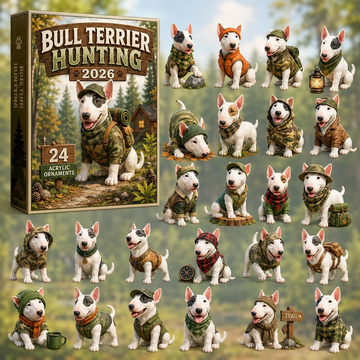 Bull Terrier Hunting Advent Calendar 2026 - 24-Day Countdown, Acrylic Charms Every Day Bring New Suprises