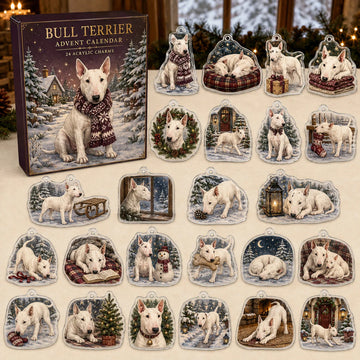 Bull Terrier Winter Advent Calendar 2026 - 24-Day Countdown, Acrylic Charms