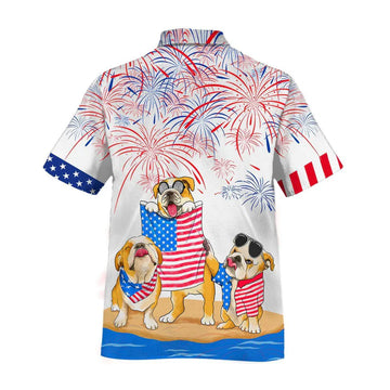 Bulldog Aloha Hawaiian Shirts For Summer, Dog Independence Day Freedom Of USA 4th Of July Flag Aloha Hawaiian Shirt For Men Women, Gift For Dog Lovers