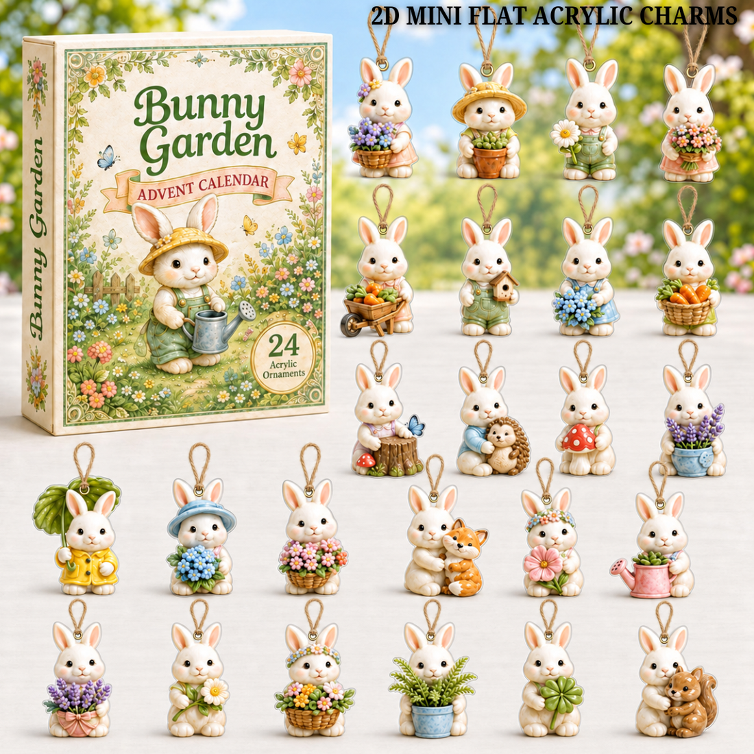 Bunny Garden Advent Calendar 2026 24 Day Festive Countdown Acrylic Charms Blind Box Gift For Bunny Lovers