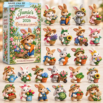 Bunny Garden Bloom advent calendar 2026 - 24-Day Countdown, Acrylic Charms