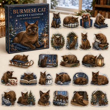 Burmese Cat Winter Advent Calendar 2026 - 24-Day Countdown, Acrylic Charms