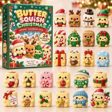 Butter Squish Christmas Squishy Advent Calendar 2026 - 24-Day Countdown, Acrylic Charms