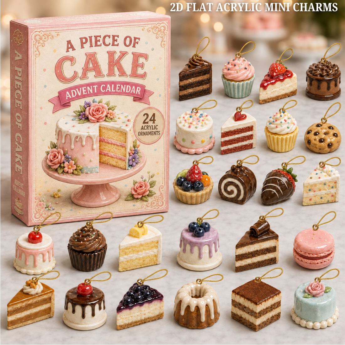 Cake Delight Advent Calendar 2026 24 Day Festive Countdown Acrylic Charms Blind Box Gift For Bakers